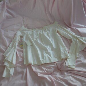 1State Off Shoulder Style 8157067 The Artist Color 145 Ultra White Top Size M